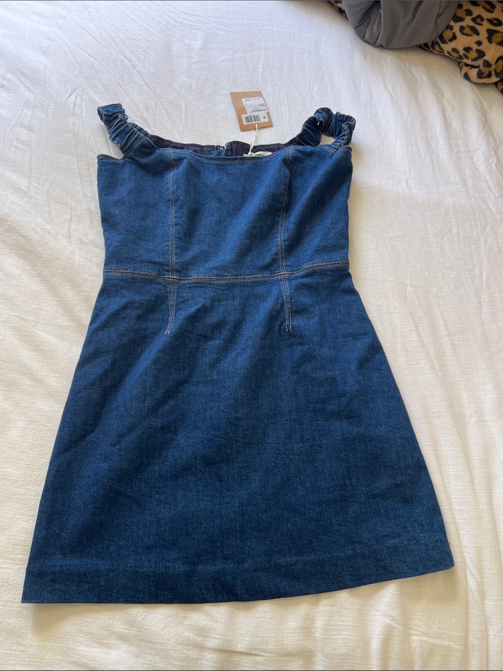 Nwt reformation Filis Off Shoulder Denim Mini Dress